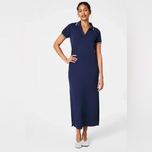 SPANX Navy Polo Maxi Dress with White Piping